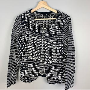 H&M black and white geometric chunky knit‎ cardigan